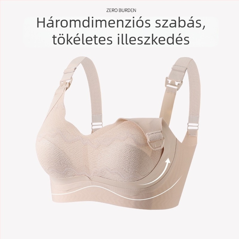 Nagy méretű kismama szoptatós melltartó, anti-prolapszus, vékony, kosár egy darabból, elöl zárható, csipkés nylon