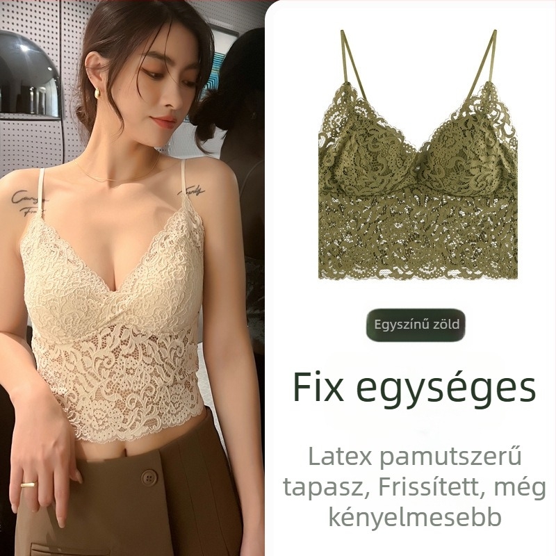 Csipkés hát nélküli topmelltartó párnázott, 3/4 kosár, vékony formázott kosár, nylon bélés