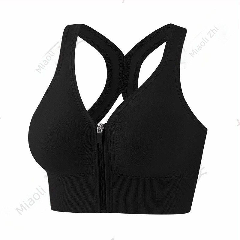 Elöl cipzáras sportmelltartó nőknek, kiváló támogatás, vezeték nélküli, push-up, légáteresztő, varrás nélküli kialakítás, racerback, futáshoz és jóga