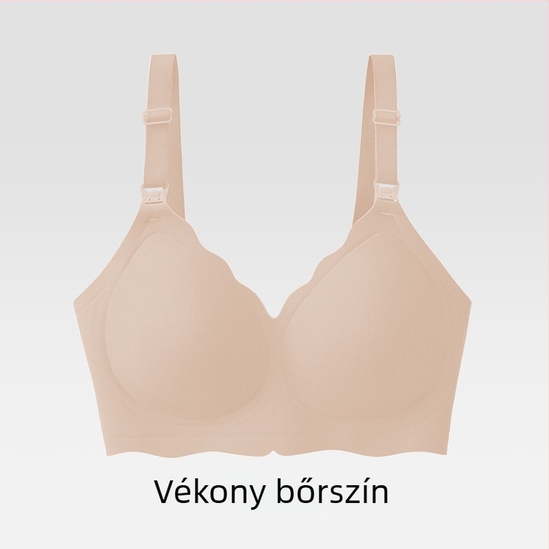 Szoptatós melltartó terhes nőknek — nyári, vékony, seamless, légáteresztő; levehető dupla vállpántok; vékony formázott kosarak; hátul négy sor kapocs