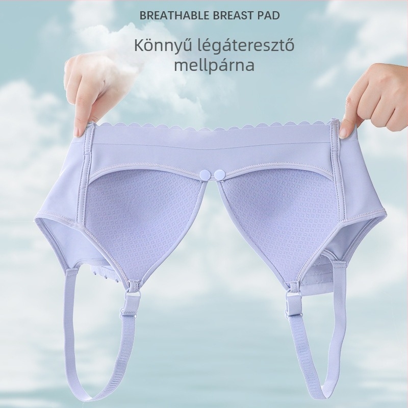 Szoptatós melltartó terhességhez és a szülés utáni időszakra - elülső nyitás, vékony moldált kosarak, levehető dupla pántok, 70–80% pamut, hátsó négy soros horogzár