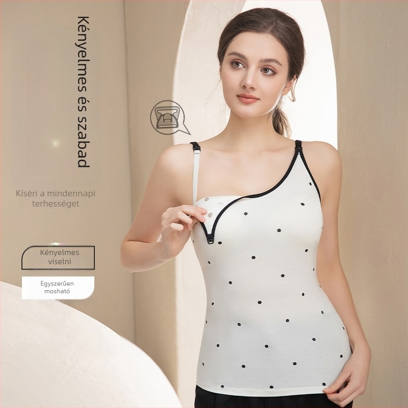 Szoptatós kismama camisole, kerek nyakú, ujjatlan, viszkóz anyag