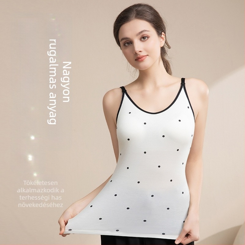 Szoptatós kismama camisole, kerek nyakú, ujjatlan, viszkóz anyag