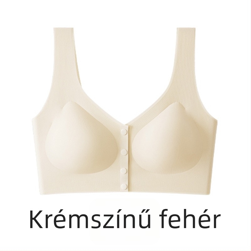 Szoptatós kismama melltartó acélváz nélkül, előlről záródó, rögzített dupla vállpántok, vékony formázott kosarak, egyrészes dizájn