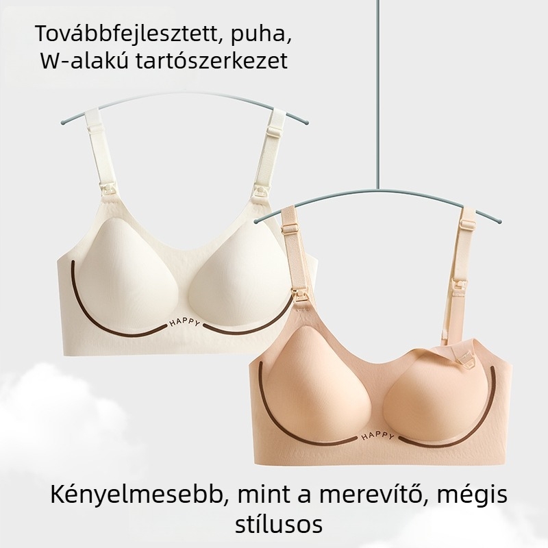 Gélbetétes kismama szoptatós melltartó, emelő funkcióval, felső záródással, vékony, anti-nyúlás, push-up