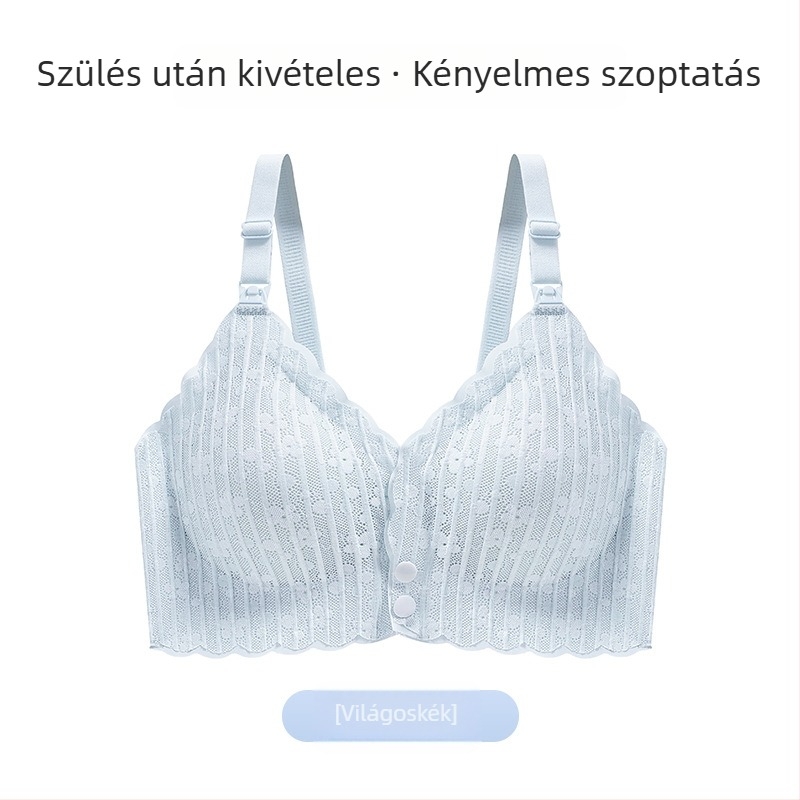 Szoptatós melltartó terhességhez és a szülés utáni időszakra, vezeték nélküli, hátsó dupla kapoccsal záródó, vékony formázott kosarak, nylon bélés