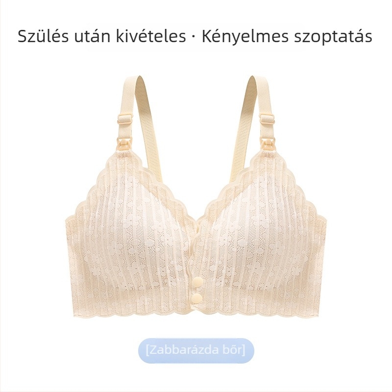 Szoptatós melltartó terhességhez és a szülés utáni időszakra, vezeték nélküli, hátsó dupla kapoccsal záródó, vékony formázott kosarak, nylon bélés