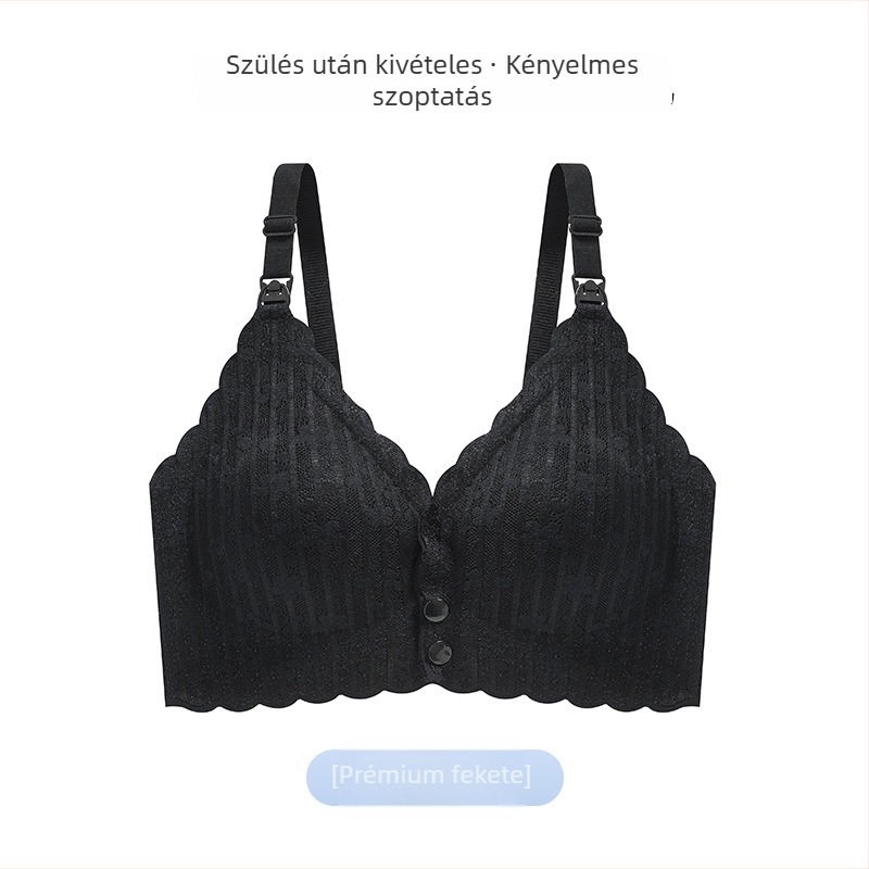 Szoptatós melltartó terhességhez és a szülés utáni időszakra, vezeték nélküli, hátsó dupla kapoccsal záródó, vékony formázott kosarak, nylon bélés