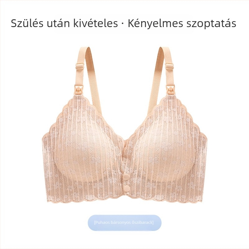 Szoptatós melltartó terhességhez és a szülés utáni időszakra, vezeték nélküli, hátsó dupla kapoccsal záródó, vékony formázott kosarak, nylon bélés