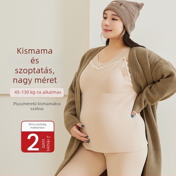 Meleg polár béléses kismama és szoptatós felső, hosszú ujjú, kerek nyakú, nagy méret