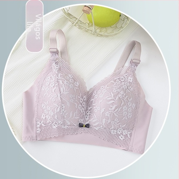 Zökkenőmentes szoptatós melltartó vékony kosarakkal, elülső záródás, rögzített vállpántok, csipke részlet, hátul három sor kapocs
