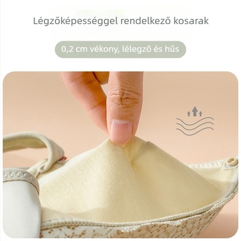 Szoptatós kismama melltartó csipkével, vékony kosár, nylon anyag, 70–80% pamut bélés, acélkeret nélküli