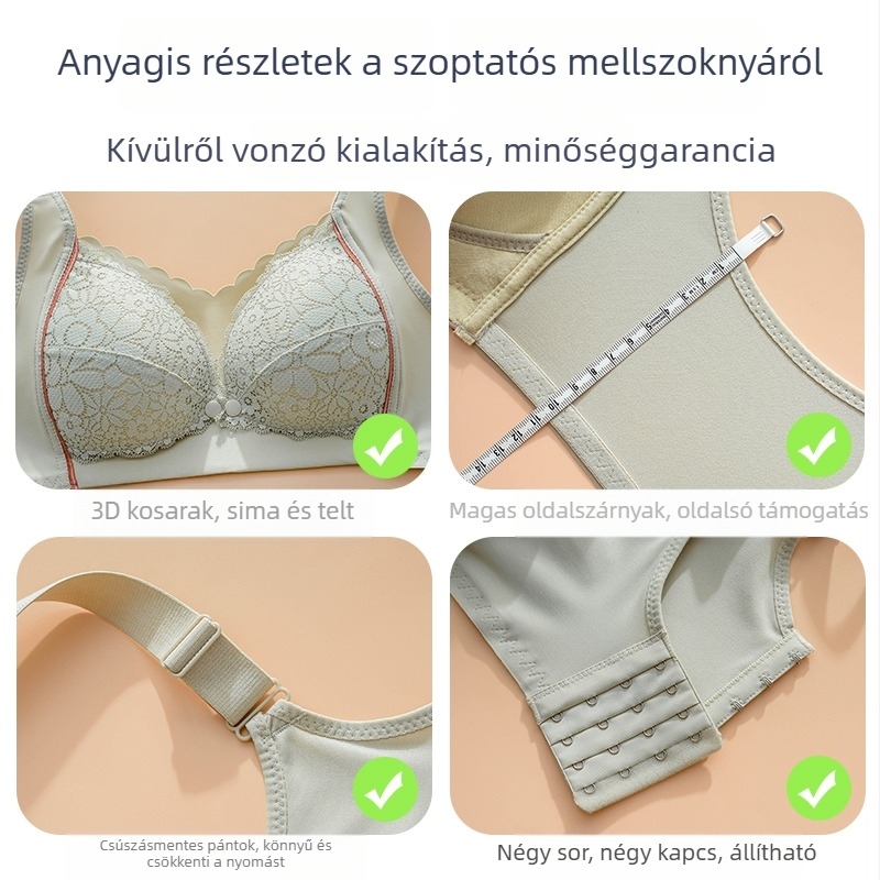 Szoptatós kismama melltartó csipkével, vékony kosár, nylon anyag, 70–80% pamut bélés, acélkeret nélküli
