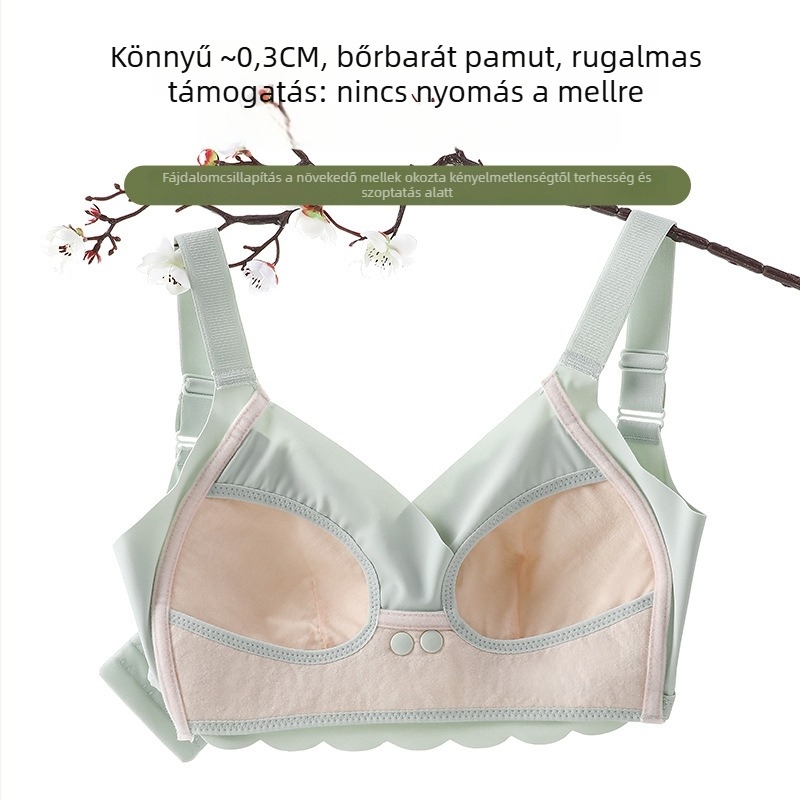 Szoptatós melltartó terhességre és a szülés utáni időszakra – vékony formázott kosár, Push-Up, anti-sag, nylon anyag