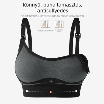 Anyatejes melltartó kismamáknak – drót nélküli, varrás nélküli, középső formázású kosarak, fő anyag nylon, bélés spandex, hátul négy sor horog-zár