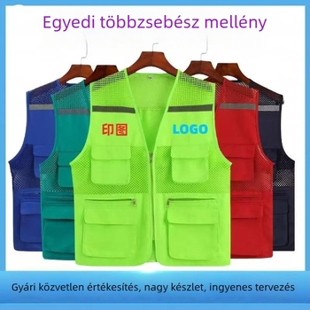 Önkéntes hálózati mellény logóval, lélegző, fényvisszaverő, cipzáras záródás, négy évszakos viselet