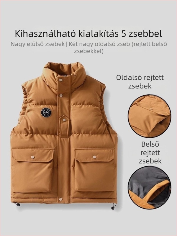Férfi téli pamut bélelt kabát, bő szabás, munkaruházati stílus, nagy méretek.