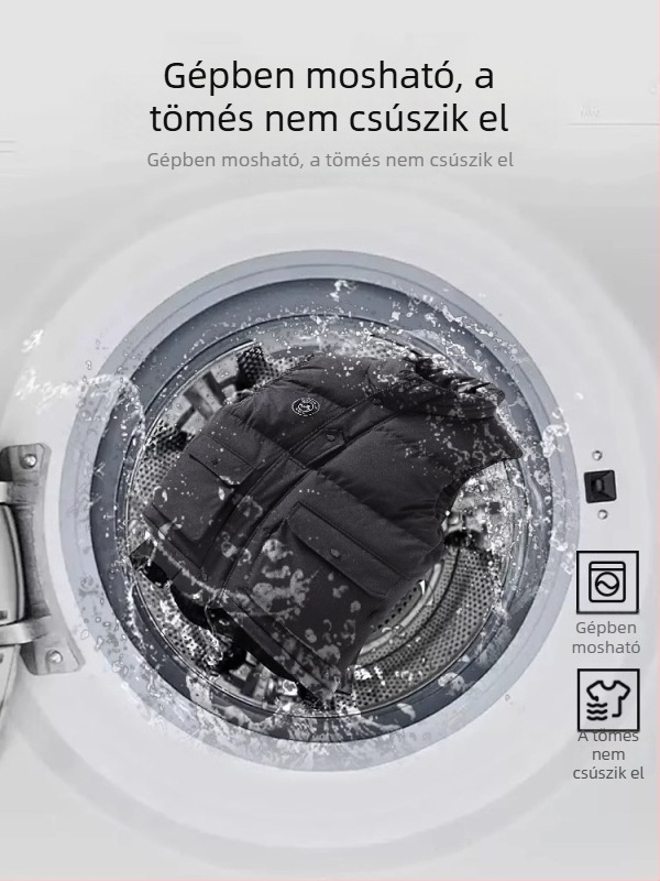 Férfi téli pamut bélelt kabát, bő szabás, munkaruházati stílus, nagy méretek.