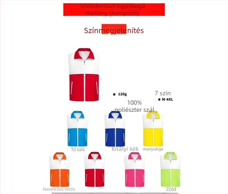 LDM Sürgősségi Mentő Mellény Logóval, Cipzáras Zárás, Szabad Vágás, Egész Évszakokhoz, Acetát Szálak Keveréke