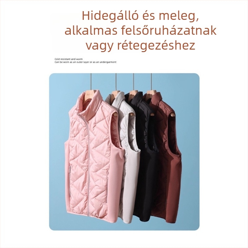 Új gyapjúval töltött pamut mellény, őszi–téli időszakra, plusz méret, álló gallérral, külső viselet férfiak és nők számára.