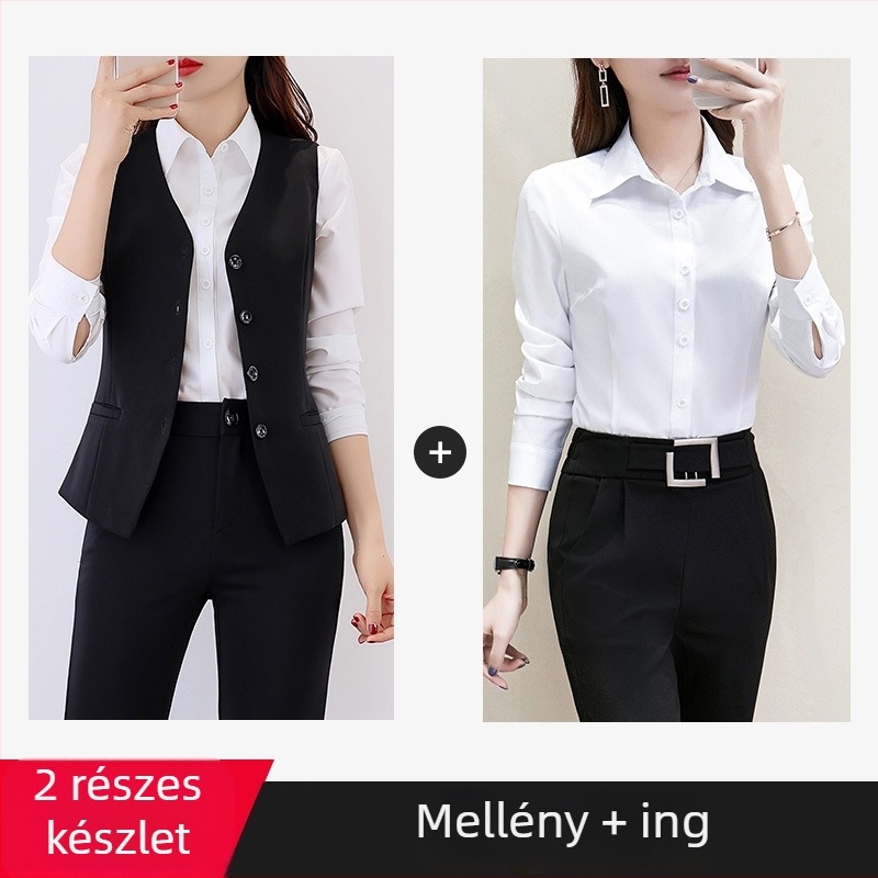 Slim karcsú fazonú V-nyakú mellény irodai viselet, poliészter, koreai stílus