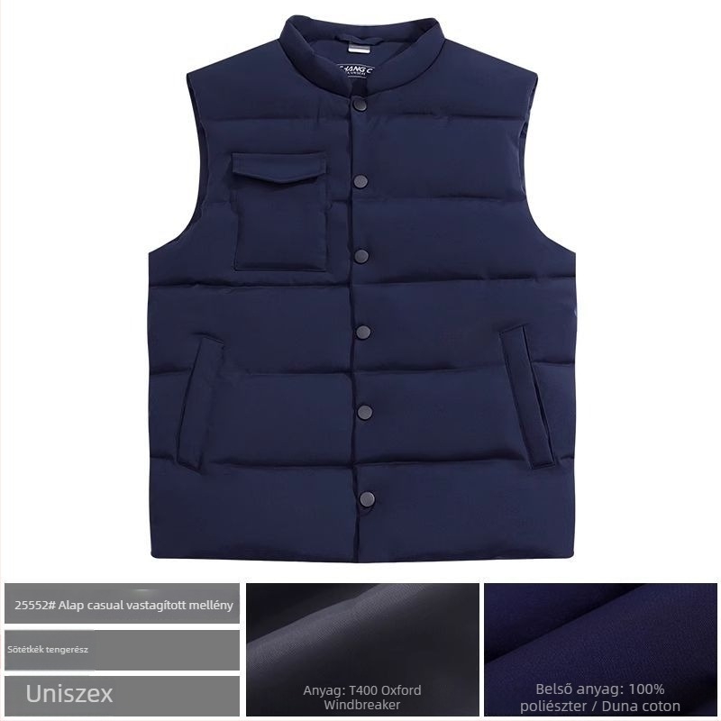 Logóval ellátott munkavest, fleece belső, Chenille és Spandex anyag, álló gallér, 2025 tavasz