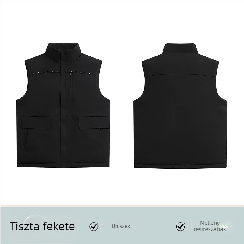 Logóval ellátott munkavest, fleece belső, Chenille és Spandex anyag, álló gallér, 2025 tavasz