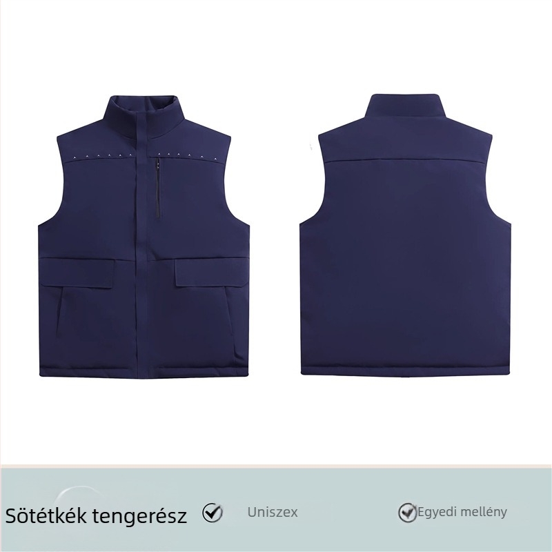 Logóval ellátott munkavest, fleece belső, Chenille és Spandex anyag, álló gallér, 2025 tavasz