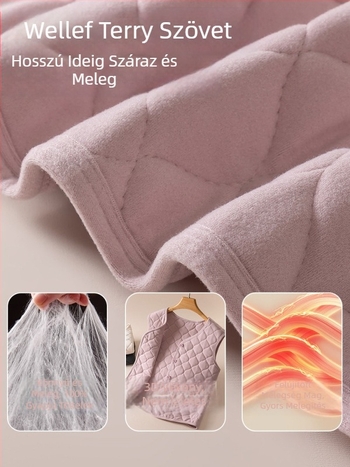 Női gyapjú-termikus mellény fleece béléssel, ultra rövid fazon, V-nyakú, egyszínű, ősz 2024