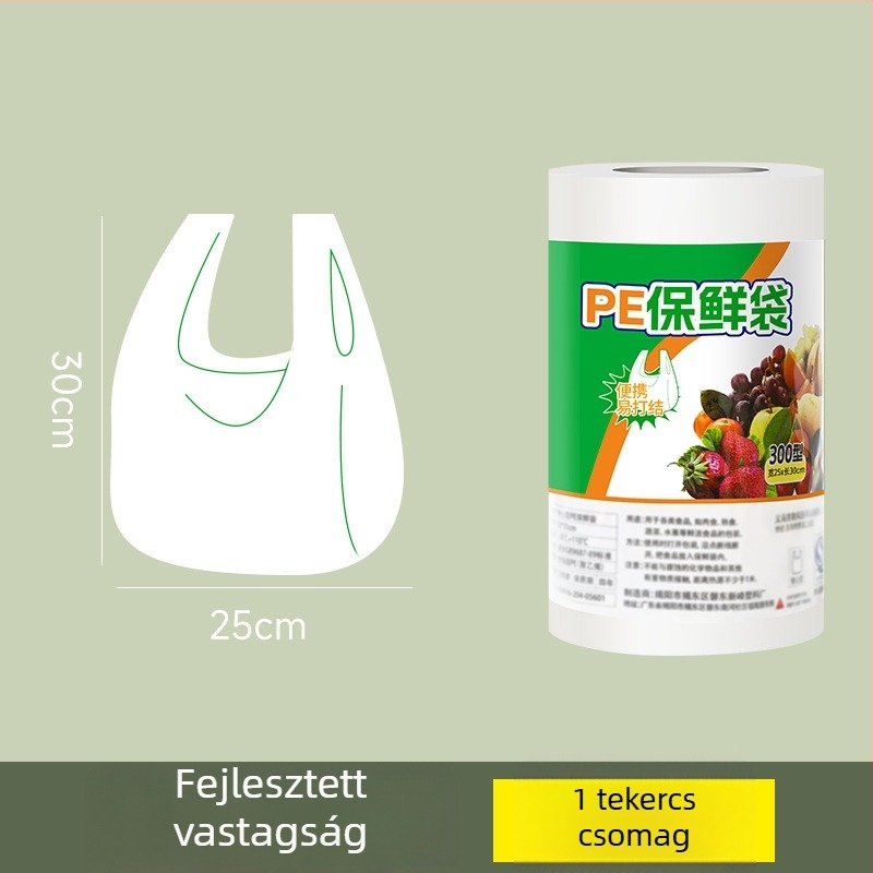 PE frissességmegőrző zacskó, pontlyukas perforációs típus, egyszer használatos, zárható