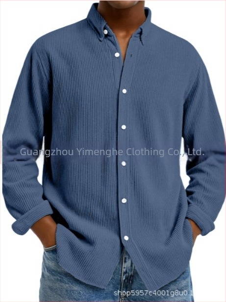 Férfi kordbársony hosszú ujjú ing – hétköznapi stílus, poliészter 96%