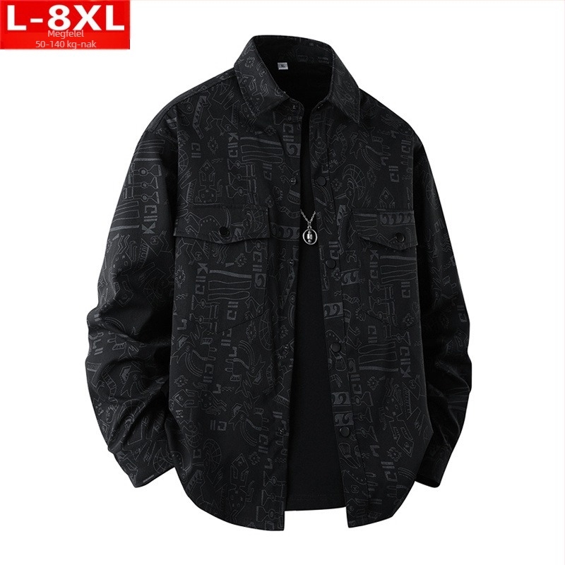 Virágmintás ing, négyzetes gallérral, hosszú ujjú, poliészter anyag, Hongkong-stílus