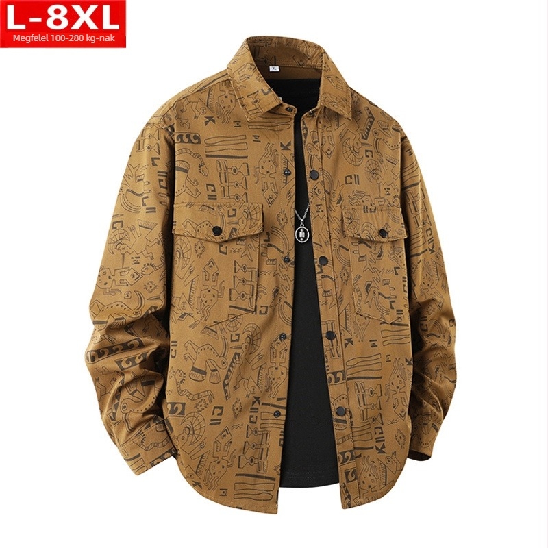 Virágmintás ing, négyzetes gallérral, hosszú ujjú, poliészter anyag, Hongkong-stílus