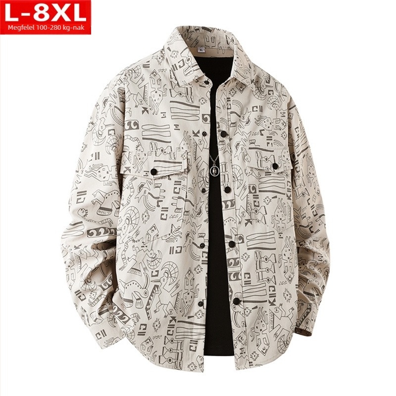 Virágmintás ing, négyzetes gallérral, hosszú ujjú, poliészter anyag, Hongkong-stílus