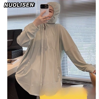 UV-védett chiffon ing kabát, laza szabású, hosszú ujjú, középmagas hossz 65–80 cm, UPF50+