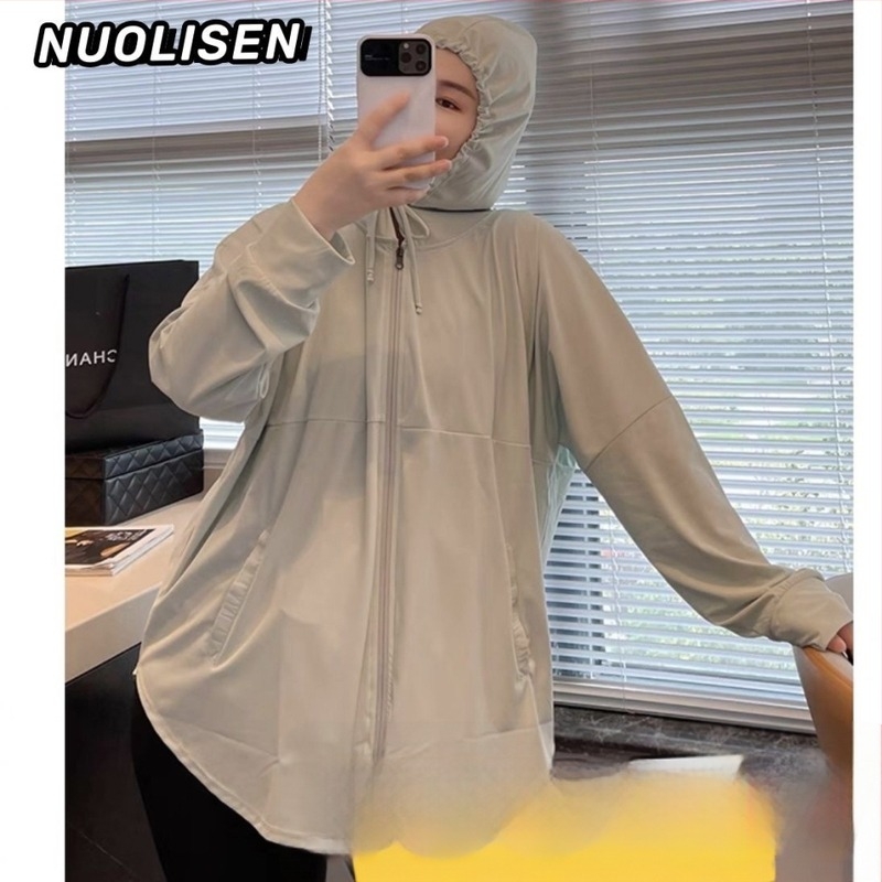 UV-védett chiffon ing kabát, laza szabású, hosszú ujjú, középmagas hossz 65–80 cm, UPF50+