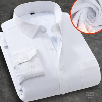 Téli melegséget fleece-béléssel, poliészter anyagból készült ing, lazább szabás