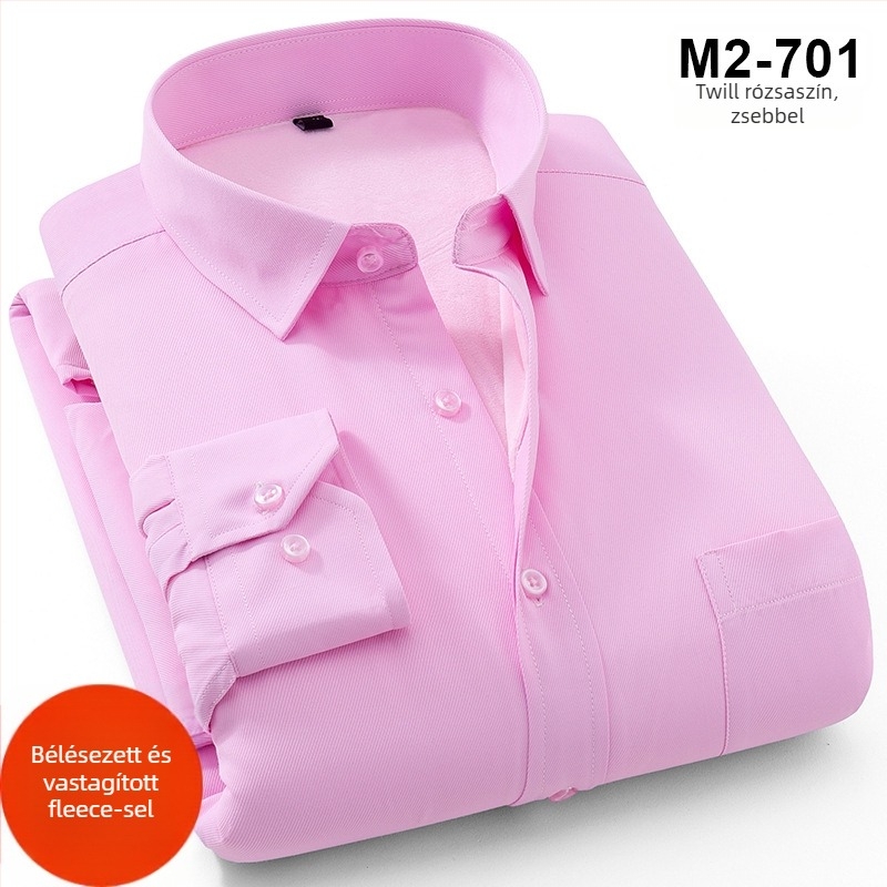 Téli melegséget fleece-béléssel, poliészter anyagból készült ing, lazább szabás