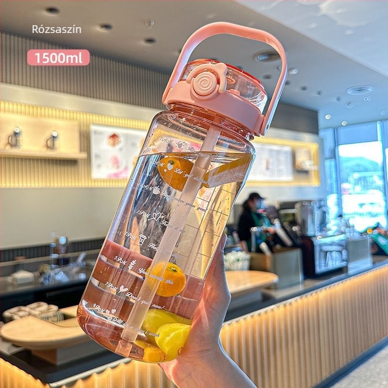 Unique koreai stílusú polikarbonát pohár szívószállal, nagy kapacitású, hordozható, ütésálló és hőálló