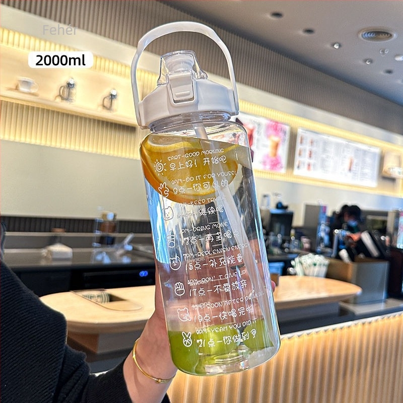 Unique koreai stílusú polikarbonát pohár szívószállal, nagy kapacitású, hordozható, ütésálló és hőálló