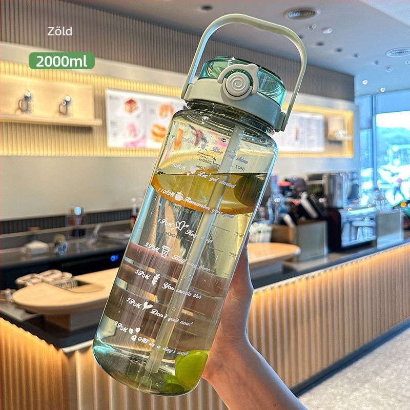 Unique koreai stílusú polikarbonát pohár szívószállal, nagy kapacitású, hordozható, ütésálló és hőálló