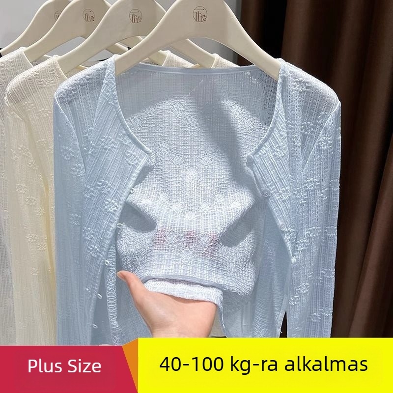 Plusz méretű jég-selyem sál napvédő külső ruházat nőknek, nyári áttört mintázattal