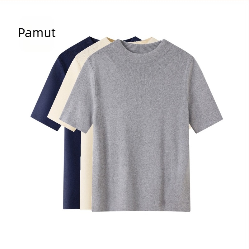 Pamut pulóver, hosszú ujjú, fél-turtleneck gallér, pulóver stílus, hossza 50–65 cm