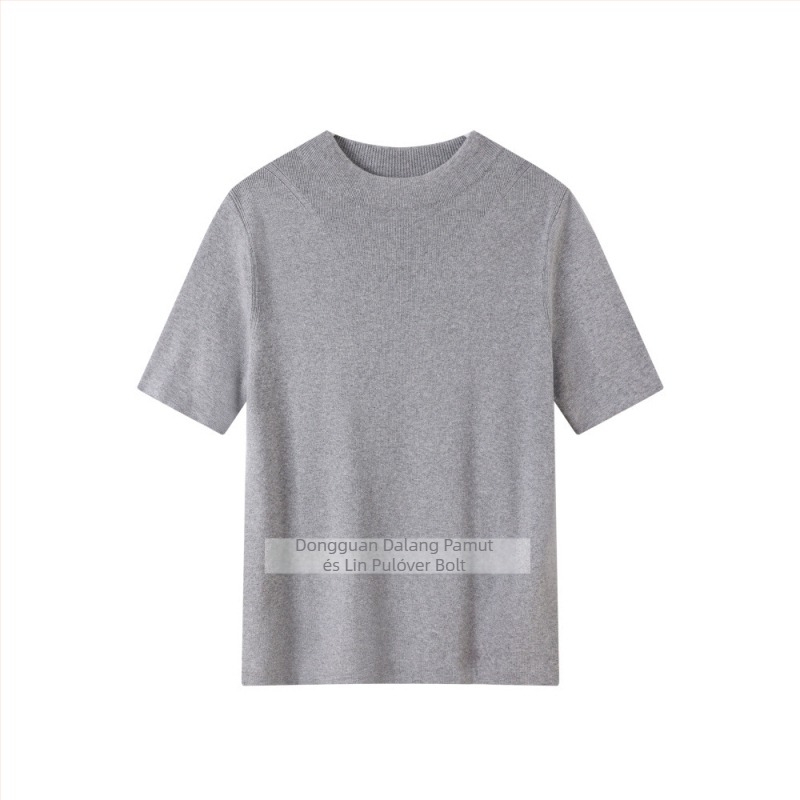 Pamut pulóver, hosszú ujjú, fél-turtleneck gallér, pulóver stílus, hossza 50–65 cm