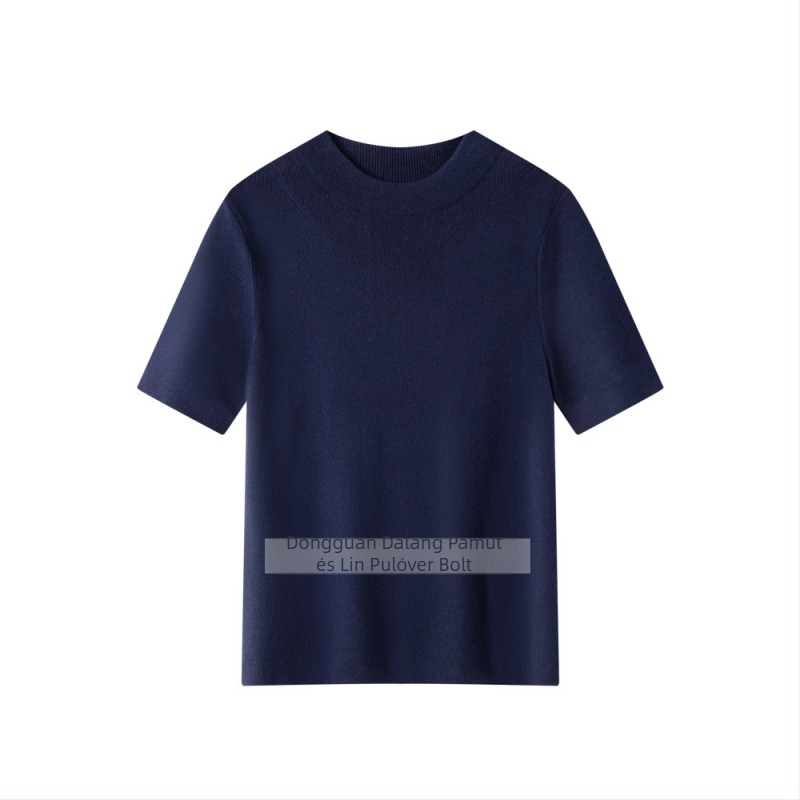 Pamut pulóver, hosszú ujjú, fél-turtleneck gallér, pulóver stílus, hossza 50–65 cm