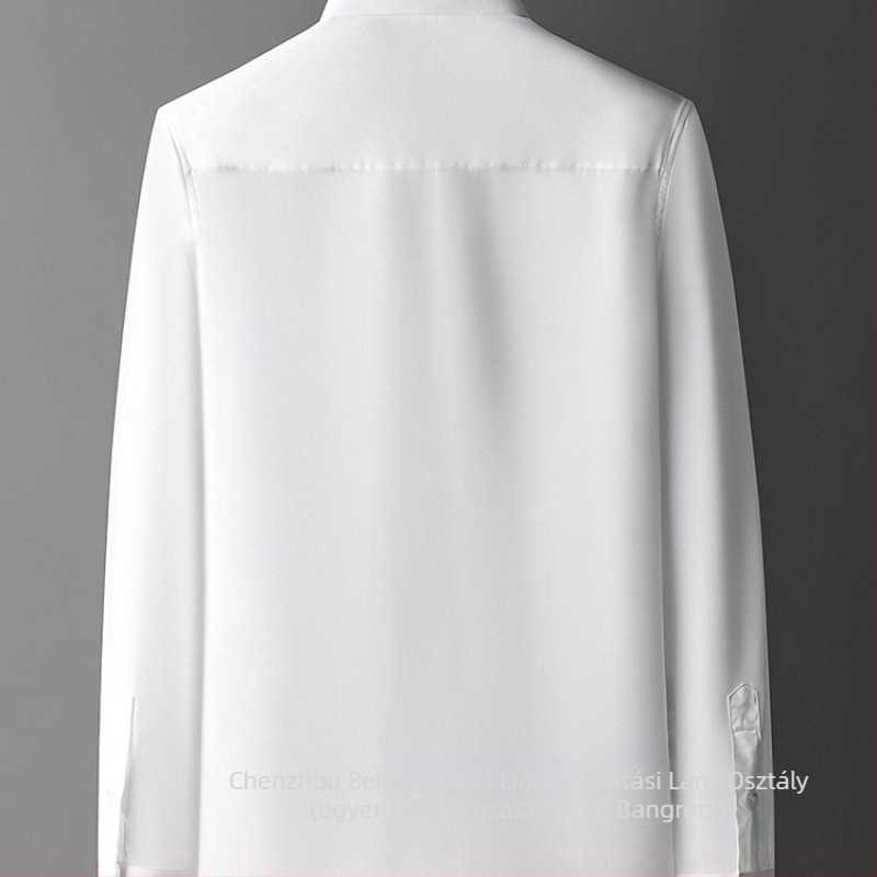 Férfi slim-fit hosszú ujjú ing, nyomott mintázat, fő anyaga kender (51–70%), széles gallér