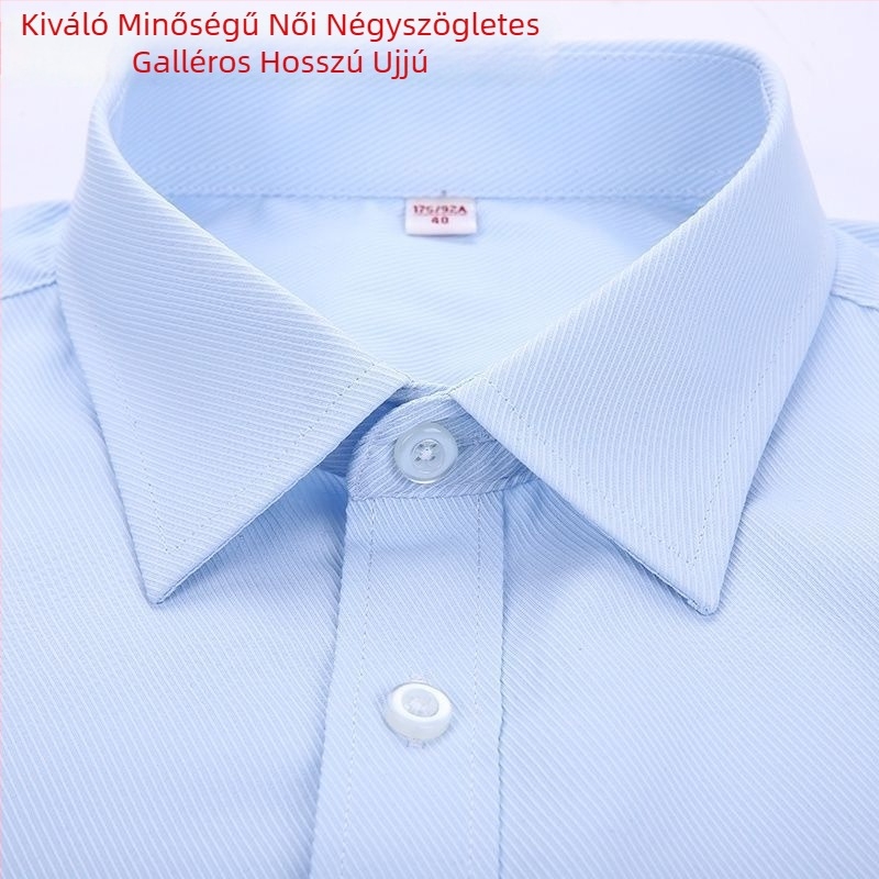 Női fehér ing négyzetes gallérral, irodai stílus, plusz méret, karcsúsított szabás a derekán