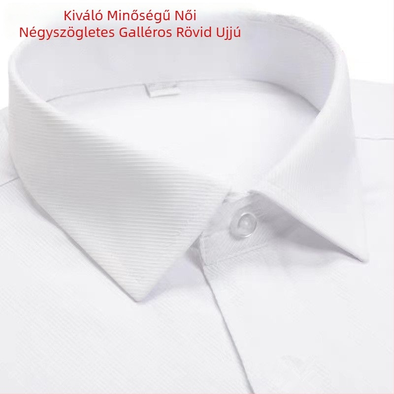 Női fehér ing négyzetes gallérral, irodai stílus, plusz méret, karcsúsított szabás a derekán
