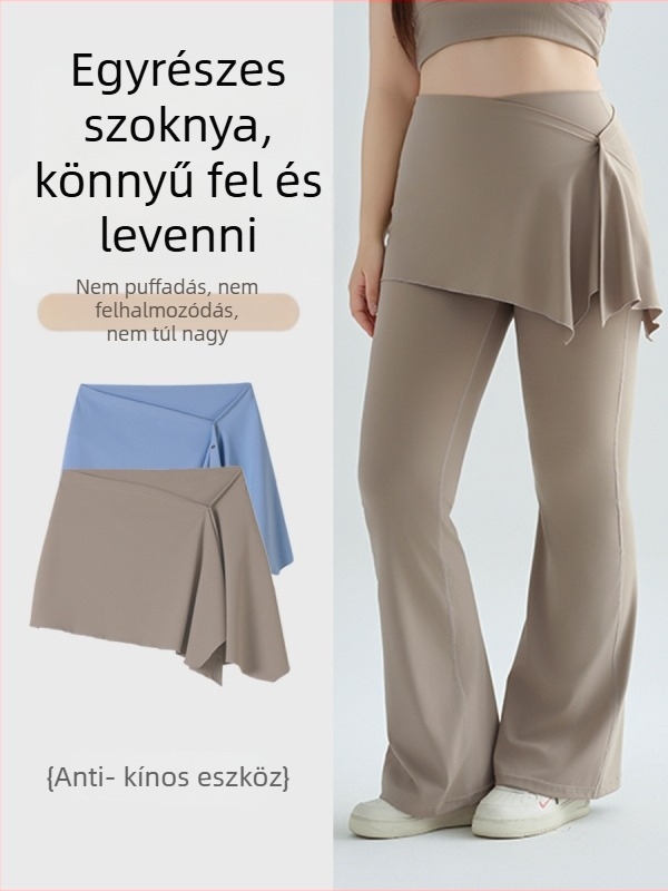 Jógázó nadrág fedő szoknya – egy darabból álló kialakítás, nylon-elasztán keverék, minden évszakban viselhető, fiatal nők számára