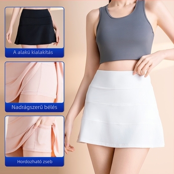 Longhui Clothing Női nyári jóga plisált szoknya, A-vonal, magas derekú, culotte nylon ice silk, tavasz 2025